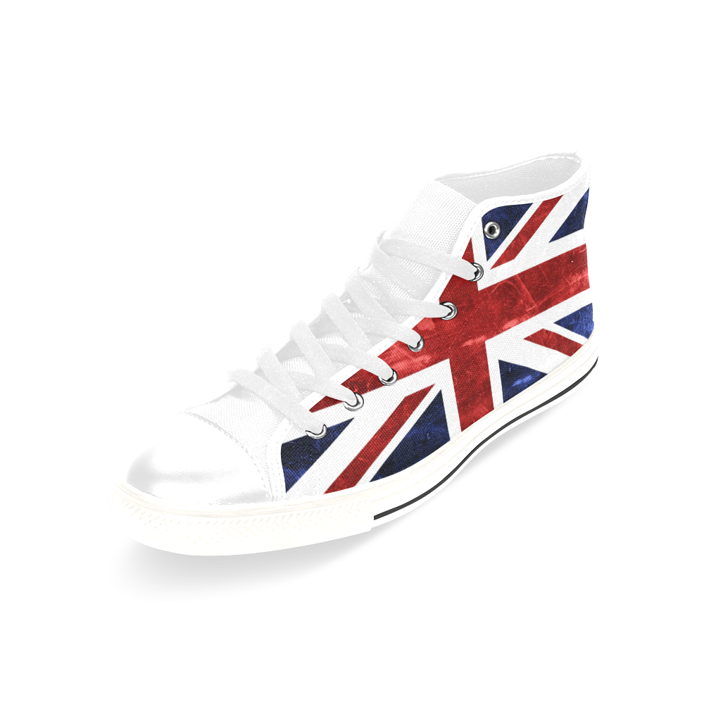 Grunge Union Jack Flag Men’s Classic High Top Canvas Shoes /Large Size (Model 017)