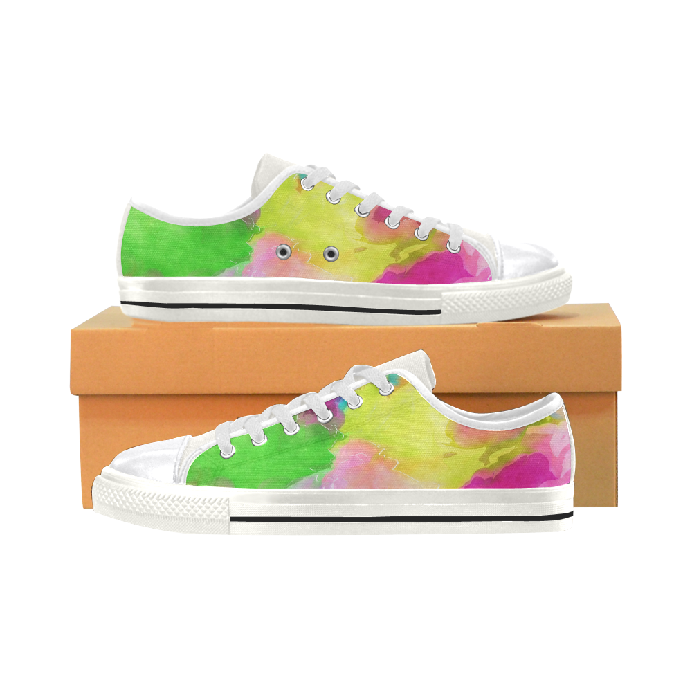 Vibrant Watercolor Ink Blend Women's Classic Canvas Shoes (Model 018)