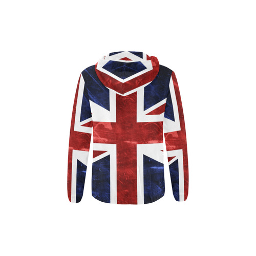 Grunge Union Jack Flag All Over Print Full Zip Hoodie for Kid (Model H14)