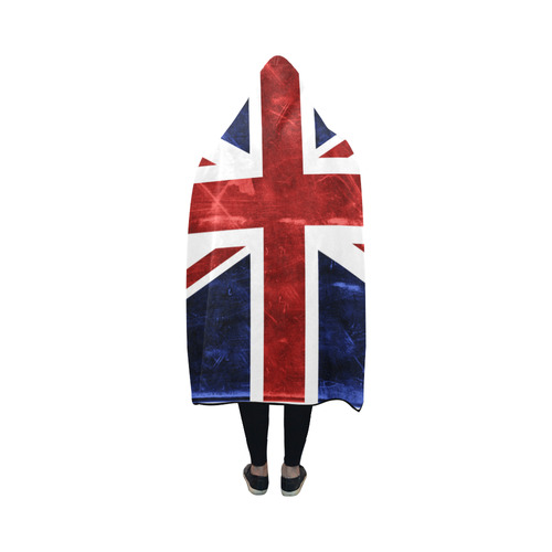 Grunge Union Jack Flag Hooded Blanket 50''x40''