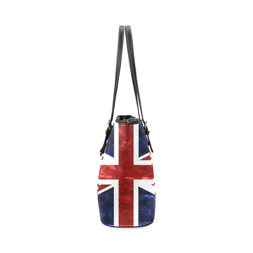 Grunge Union Jack Flag Leather Tote Bag/Small (Model 1640)