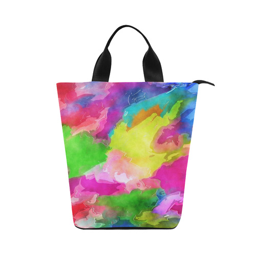 Vibrant Watercolor Ink Blend Nylon Lunch Tote Bag (Model 1670)