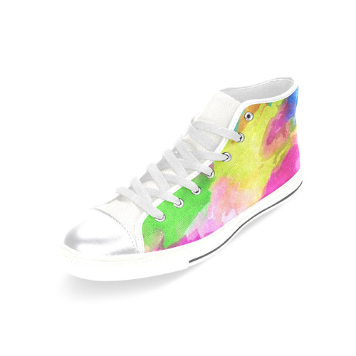 Vibrant Watercolor Ink Blend Women's Classic High Top Canvas Shoes (Model 017)