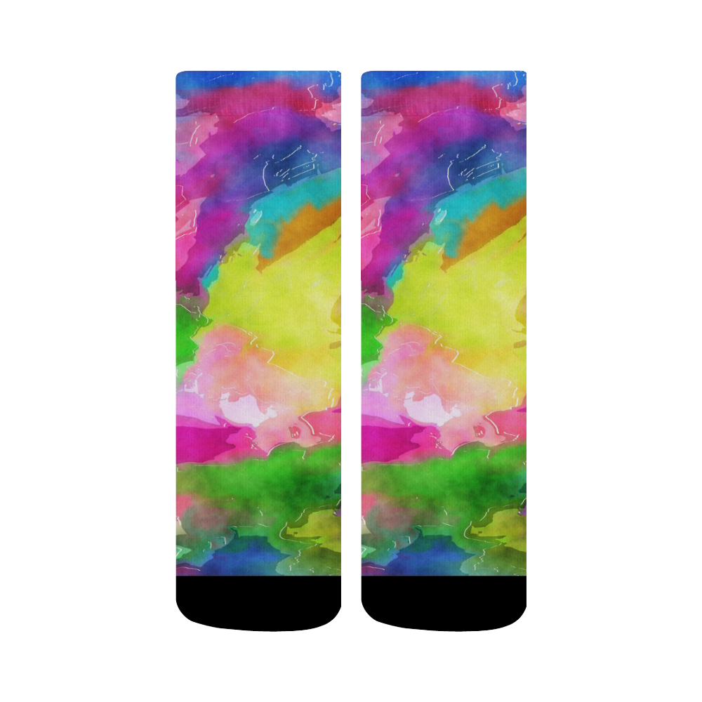 Vibrant Watercolor Ink Blend Crew Socks
