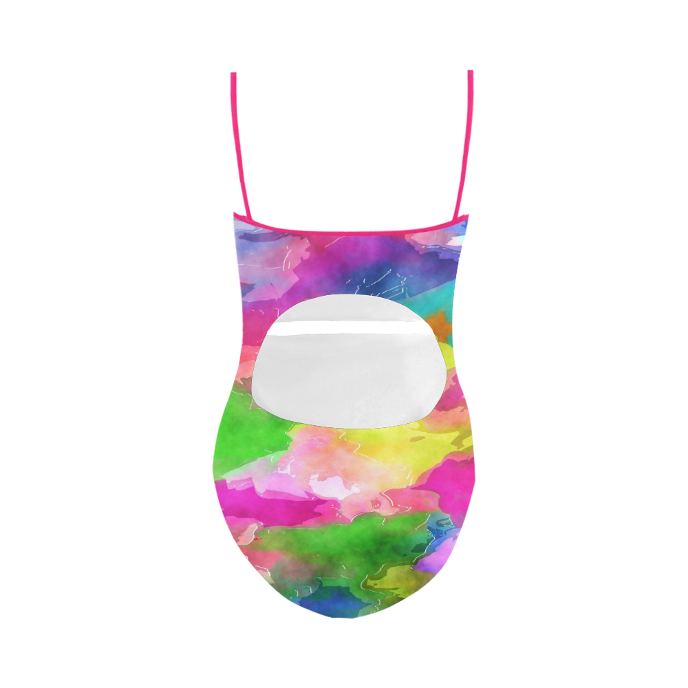 Vibrant Watercolor Ink Blend Strap Swimsuit ( Model S05)