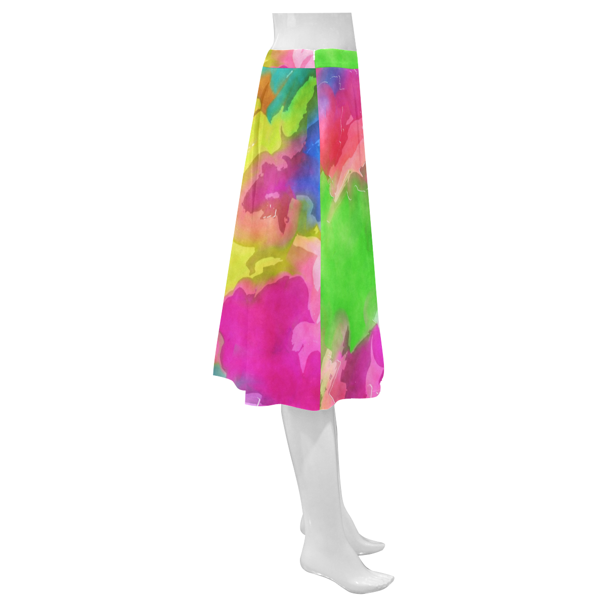 Vibrant Watercolor Ink Blend Mnemosyne Women's Crepe Skirt (Model D16)