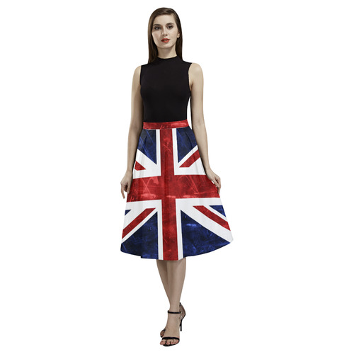 Grunge Union Jack Flag Aoede Crepe Skirt (Model D16)