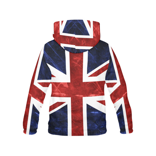 Grunge Union Jack Flag All Over Print Hoodie for Women (USA Size) (Model H13)