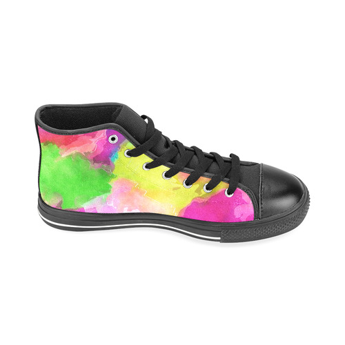 Vibrant Watercolor Ink Blend Men’s Classic High Top Canvas Shoes /Large Size (Model 017)