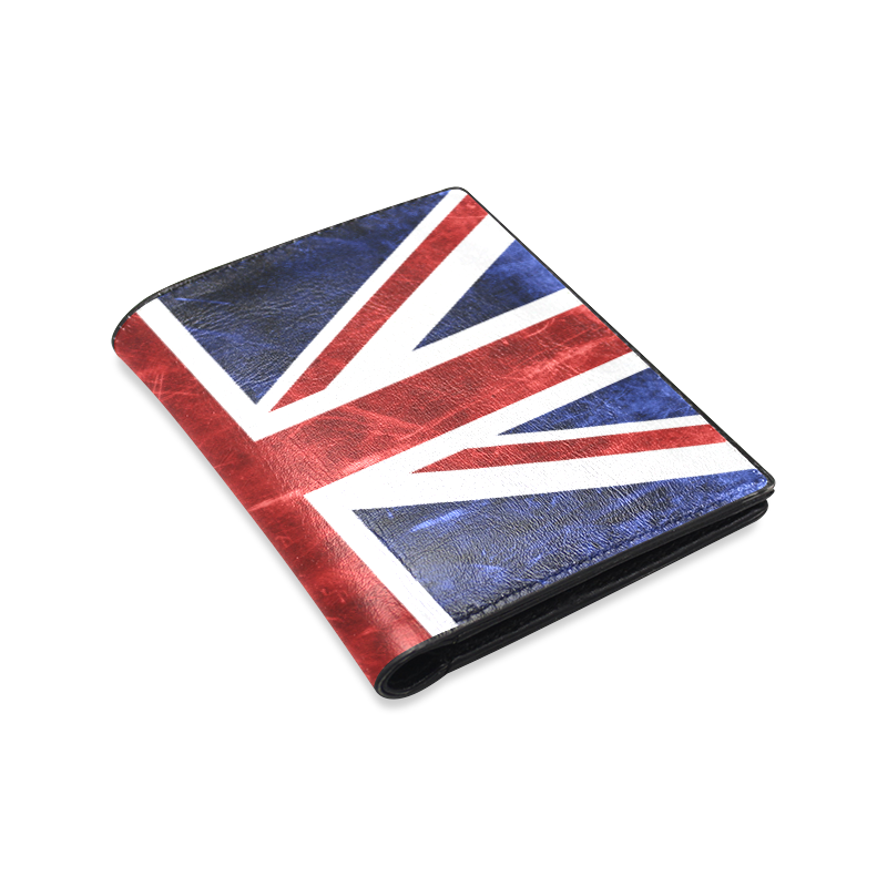 Grunge Union Jack Flag Men's Leather Wallet (Model 1612)