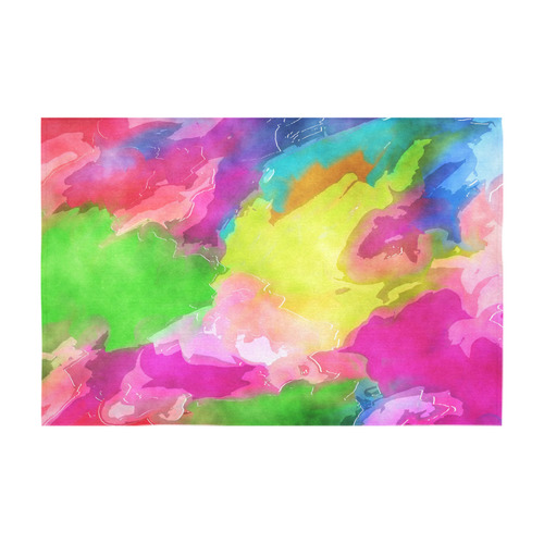 Vibrant Watercolor Ink Blend Cotton Linen Tablecloth 60" x 90"