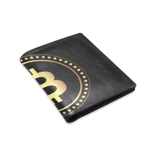 Mens Wallet Leather Bitcoin Black Gold Men's Leather Wallet (Model 1612)