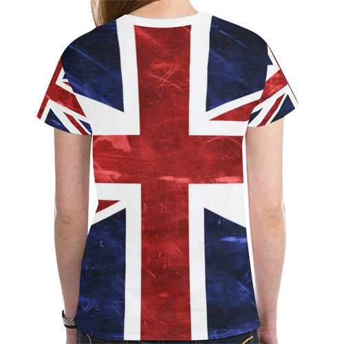 Grunge Union Jack Flag New All Over Print T-shirt for Women (Model T45)
