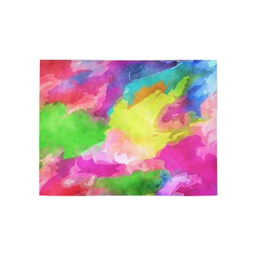 Vibrant Watercolor Ink Blend Area Rug 5'3''x4'