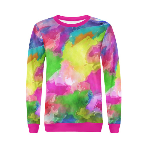 Vibrant Watercolor Ink Blend All Over Print Crewneck Sweatshirt for Women (Model H18)