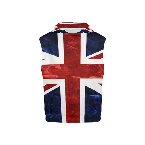 Grunge Union Jack Flag All Over Print Sleeveless Hoodie for Kid (Model H15)