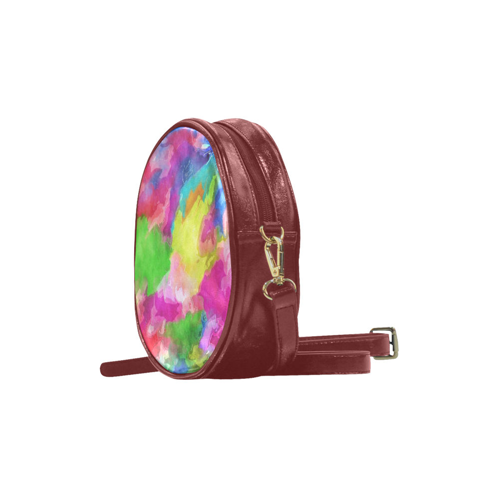 Vibrant Watercolor Ink Blend Round Sling Bag (Model 1647)