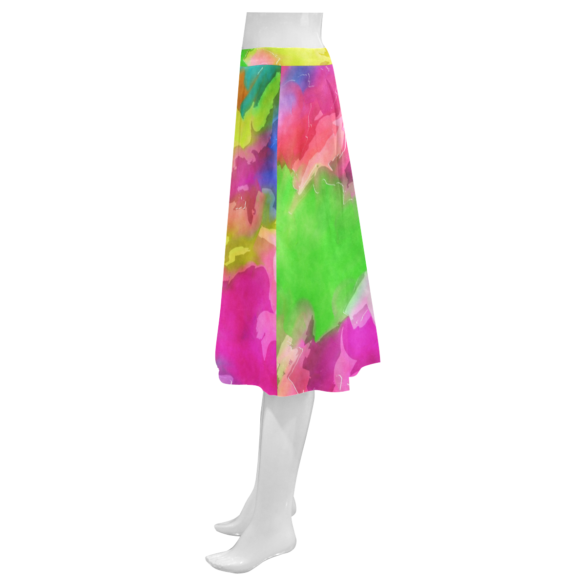 Vibrant Watercolor Ink Blend Mnemosyne Women's Crepe Skirt (Model D16)