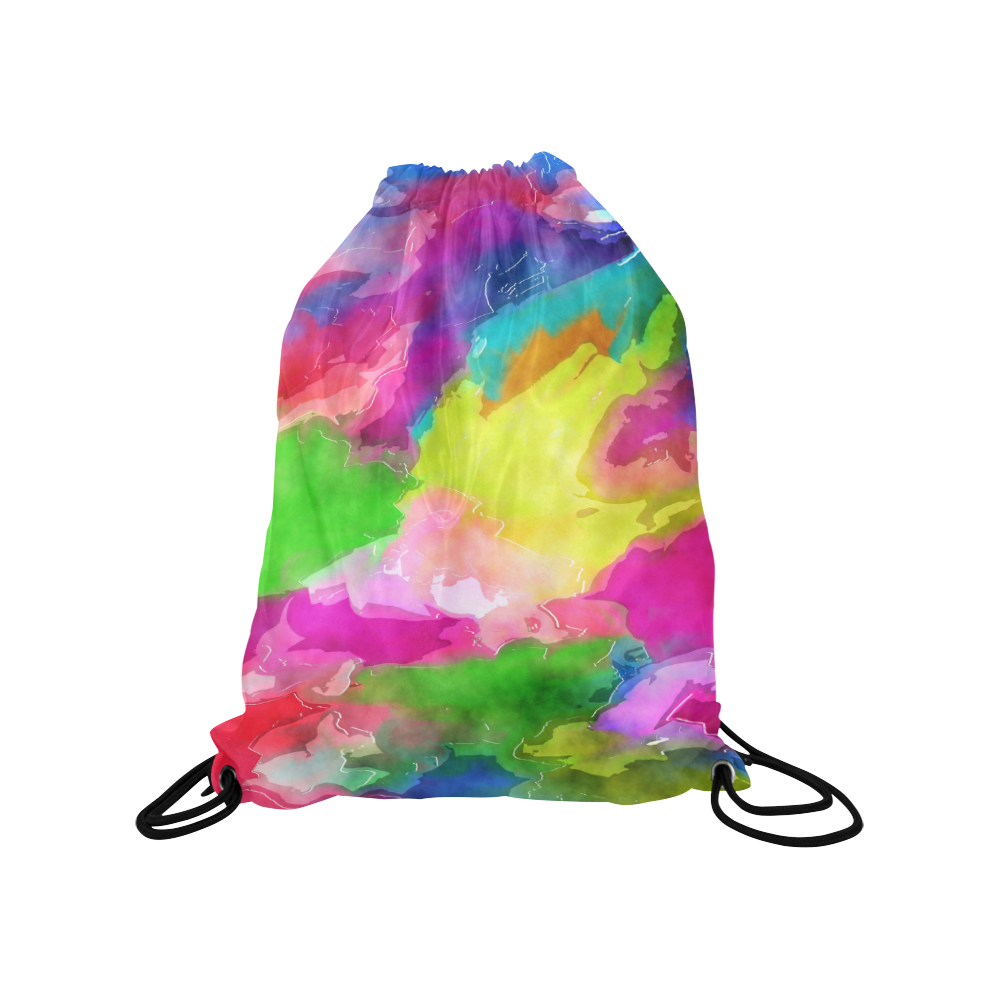 Vibrant Watercolor Ink Blend Medium Drawstring Bag Model 1604 (Twin Sides) 13.8"(W) * 18.1"(H)