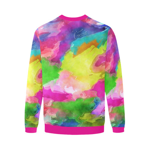 Vibrant Watercolor Ink Blend Men's Oversized Fleece Crew Sweatshirt (Model H18)