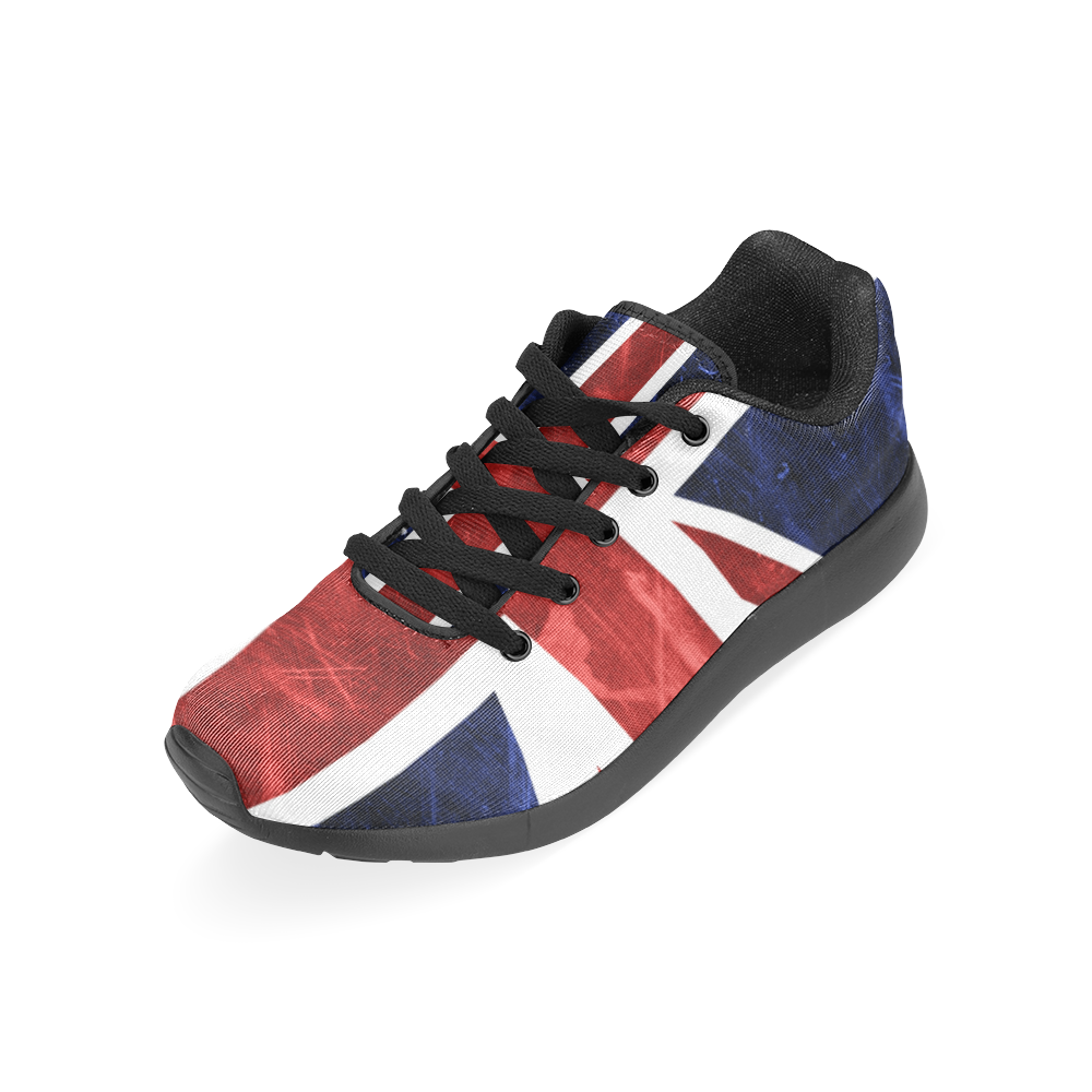 Grunge Union Jack Flag Men's Running Shoes/Large Size (Model 020)