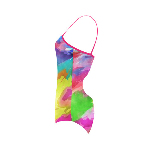 Vibrant Watercolor Ink Blend Strap Swimsuit ( Model S05)