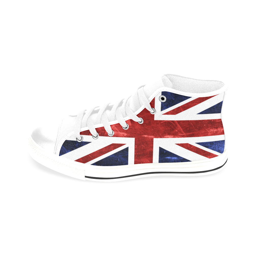 Grunge Union Jack Flag Men’s Classic High Top Canvas Shoes /Large Size (Model 017)