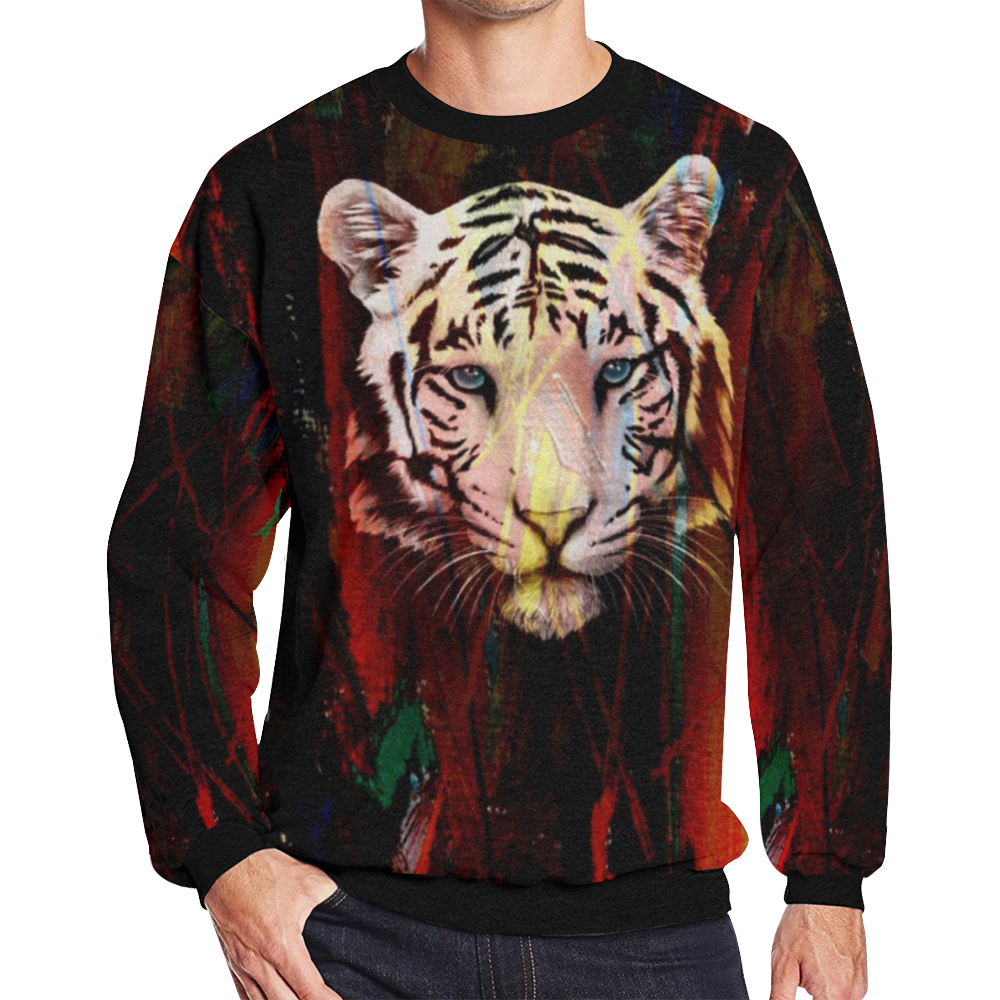 Jungle Animal by Artdream Men's Oversized Fleece Crew Sweatshirt/Large Size(Model H18)
