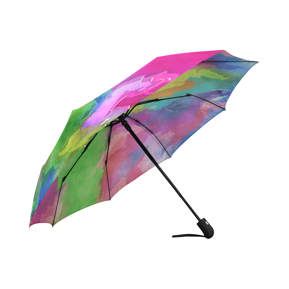 Vibrant Watercolor Ink Blend Auto-Foldable Umbrella (Model U04)