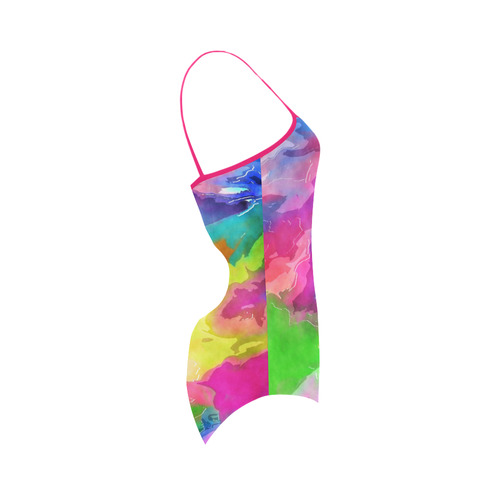 Vibrant Watercolor Ink Blend Strap Swimsuit ( Model S05)