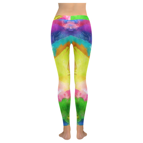 Vibrant Watercolor Ink Blend Women's Low Rise Leggings (Invisible Stitch) (Model L05)