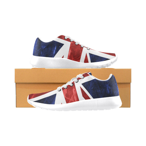 Grunge Union Jack Flag Women's Running Shoes/Large Size (Model 020)