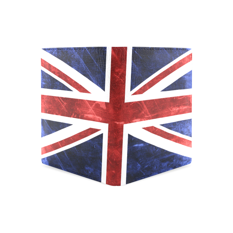 Grunge Union Jack Flag Men's Leather Wallet (Model 1612)