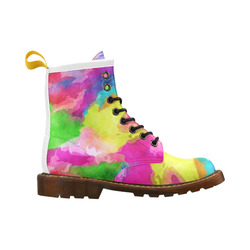 Vibrant Watercolor Ink Blend High Grade PU Leather Martin Boots For Women Model 402H