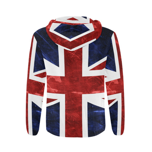 Grunge Union Jack Flag All Over Print Full Zip Hoodie for Men/Large Size (Model H14)