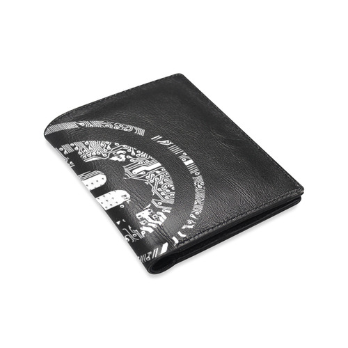 Mens Wallet Leather Black Bifold Bitcoin Black White Men's Leather Wallet (Model 1612)