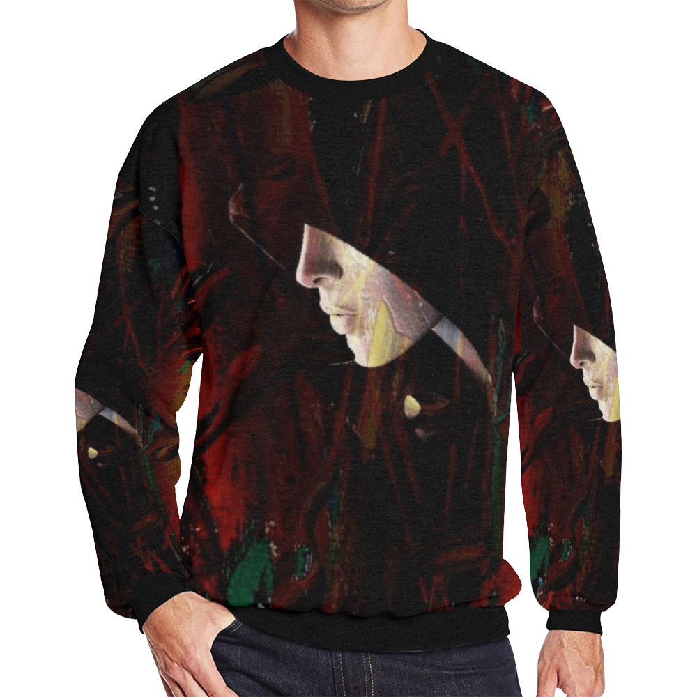 Shadow Face by Artdream Men's Oversized Fleece Crew Sweatshirt/Large Size(Model H18)