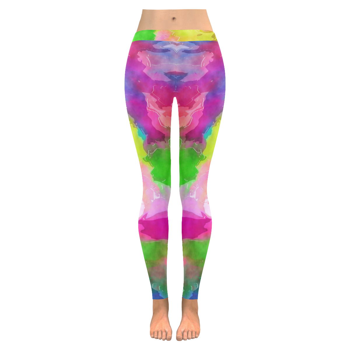 Vibrant Watercolor Ink Blend Women's Low Rise Leggings (Invisible Stitch) (Model L05)