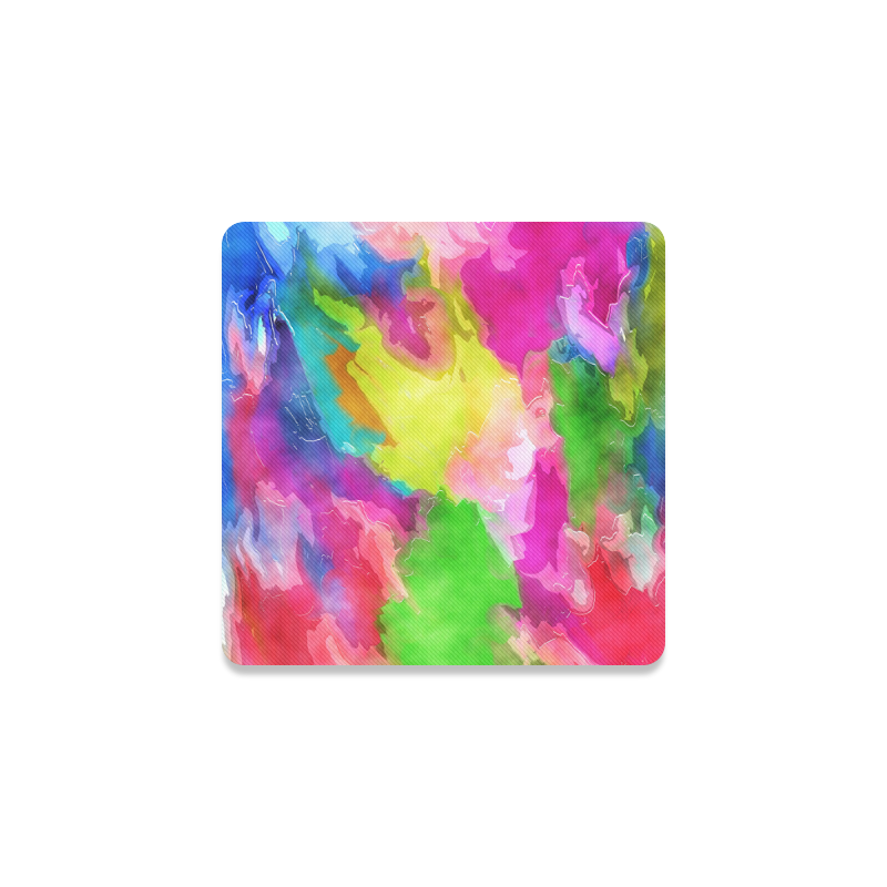 Vibrant Watercolor Ink Blend Square Coaster