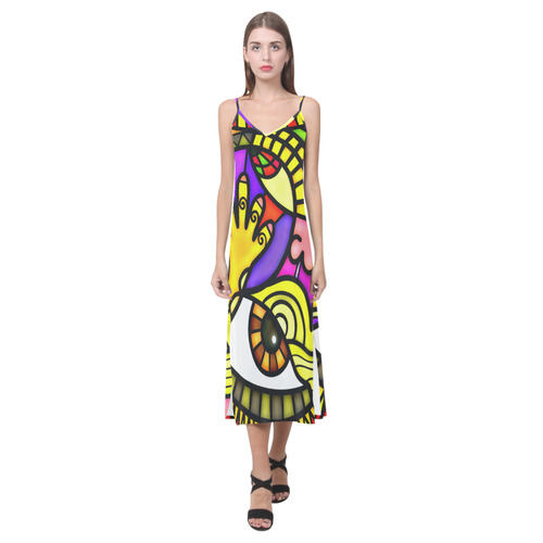 Lonely Without You V-Neck Open Fork Long Dress(Model D18)