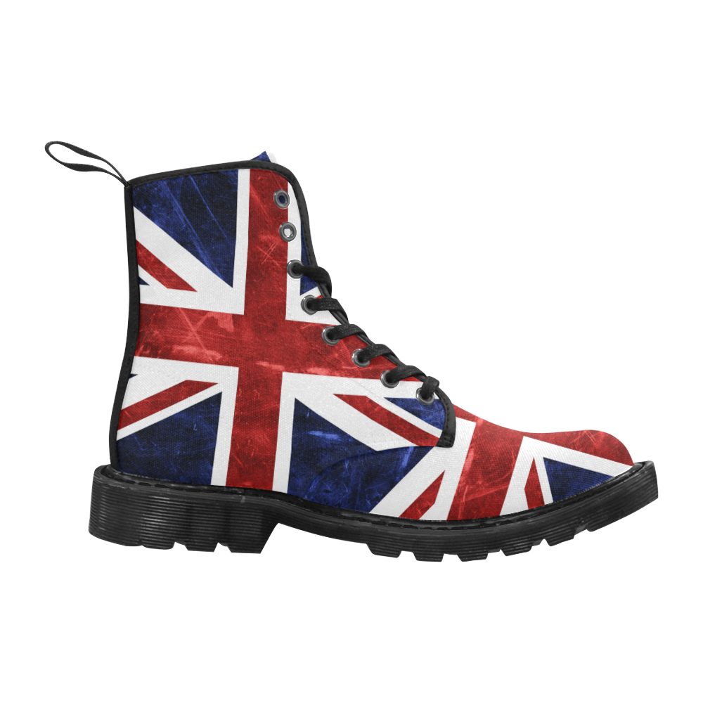 Grunge Union Jack Flag Martin Boots for Men (Black) (Model 1203H)