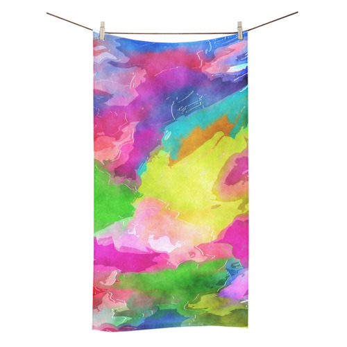 Vibrant Watercolor Ink Blend Bath Towel 30"x56"