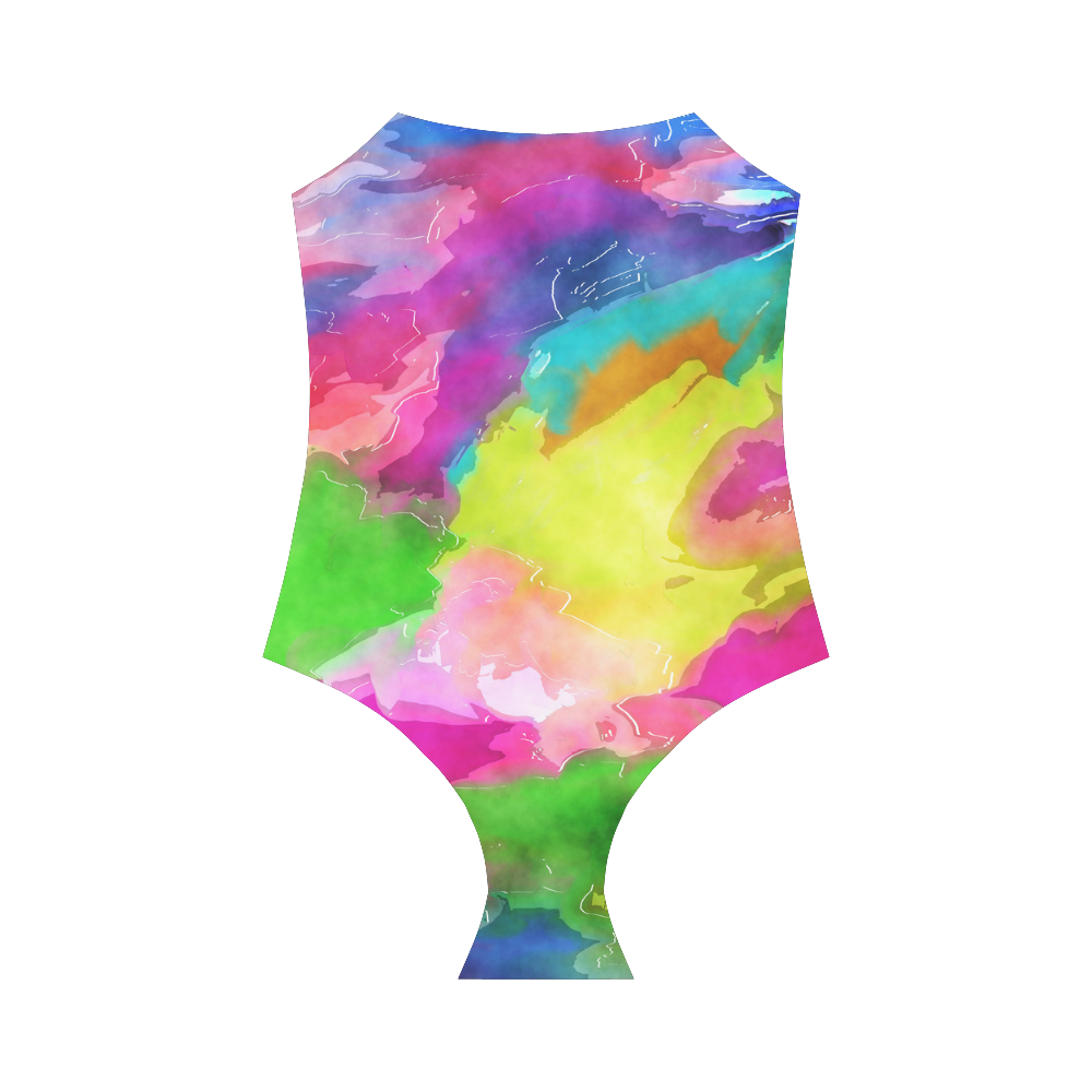 Vibrant Watercolor Ink Blend Strap Swimsuit ( Model S05)