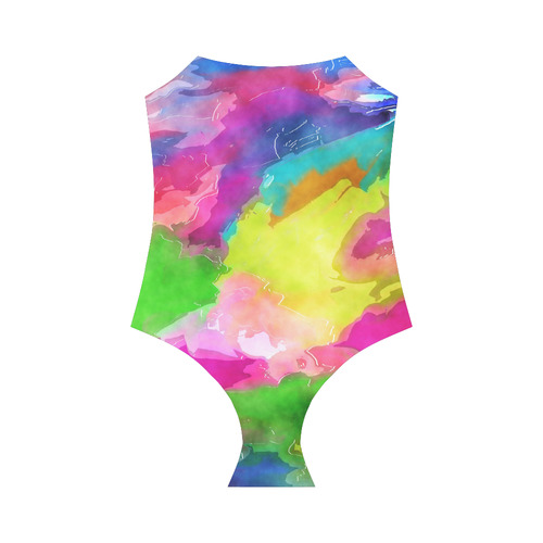 Vibrant Watercolor Ink Blend Strap Swimsuit ( Model S05)