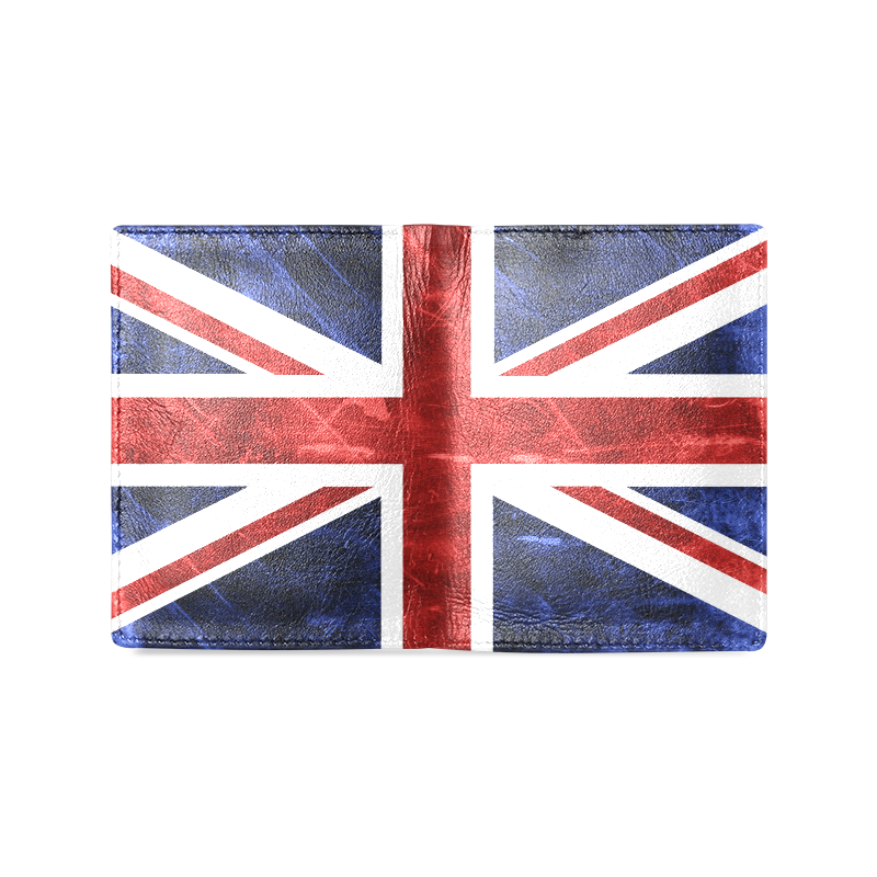 Grunge Union Jack Flag Men's Leather Wallet (Model 1612)