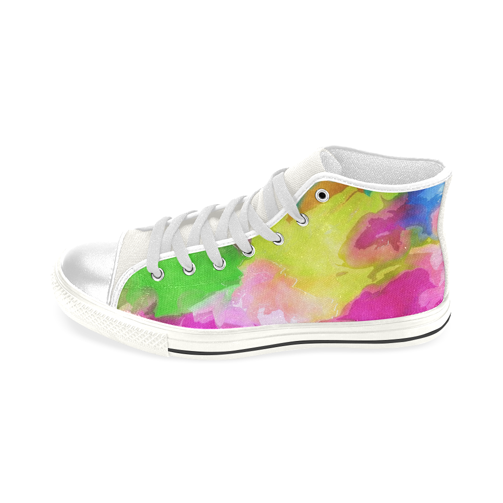 Vibrant Watercolor Ink Blend Men’s Classic High Top Canvas Shoes (Model 017)