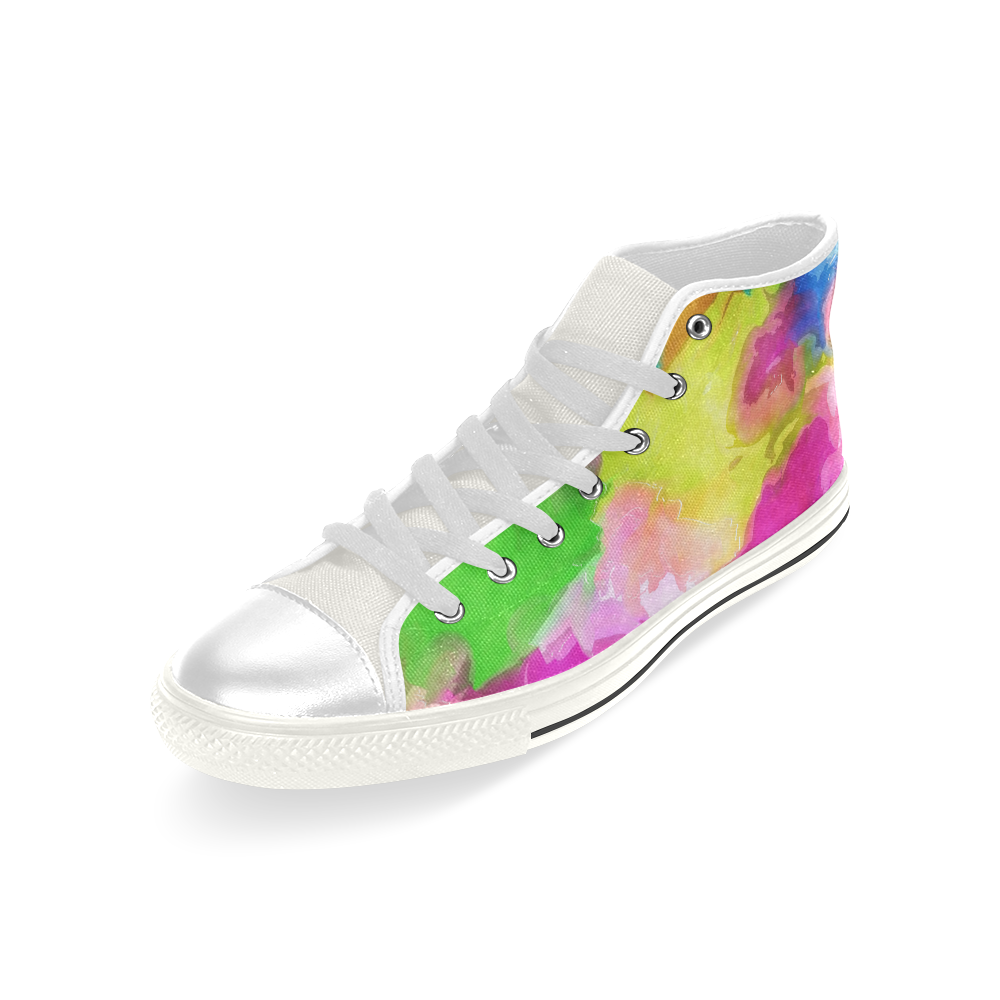 Vibrant Watercolor Ink Blend Men’s Classic High Top Canvas Shoes (Model 017)
