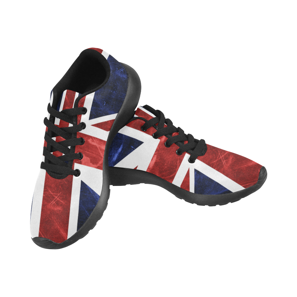 Grunge Union Jack Flag Men's Running Shoes/Large Size (Model 020)
