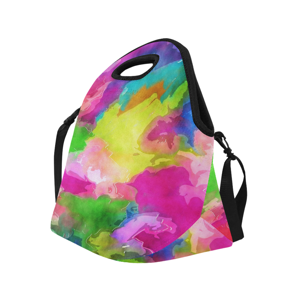 Vibrant Watercolor Ink Blend Neoprene Lunch Bag/Large (Model 1669)
