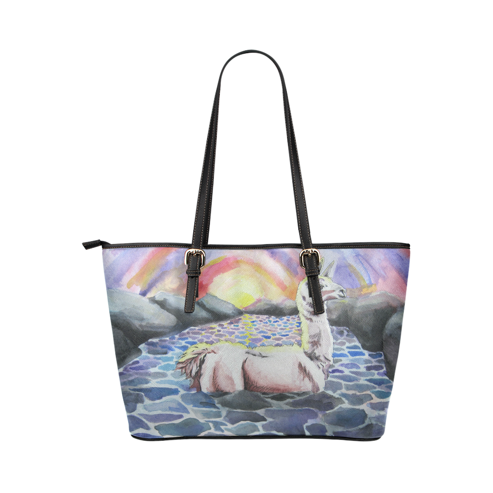 Llama Ness Monster Leather Tote Bag/Small (Model 1651)